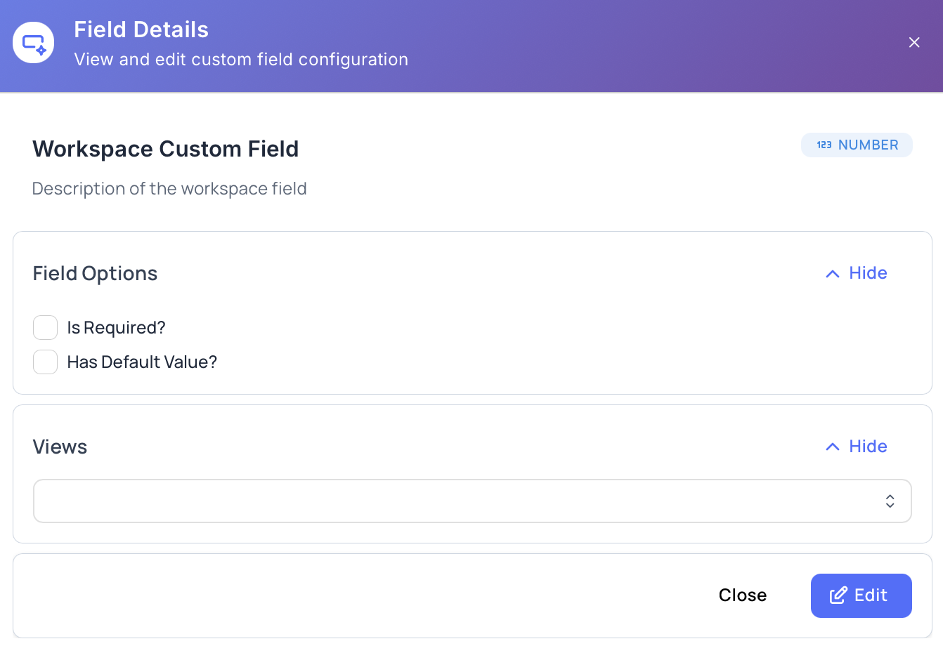 View Project Custom Field