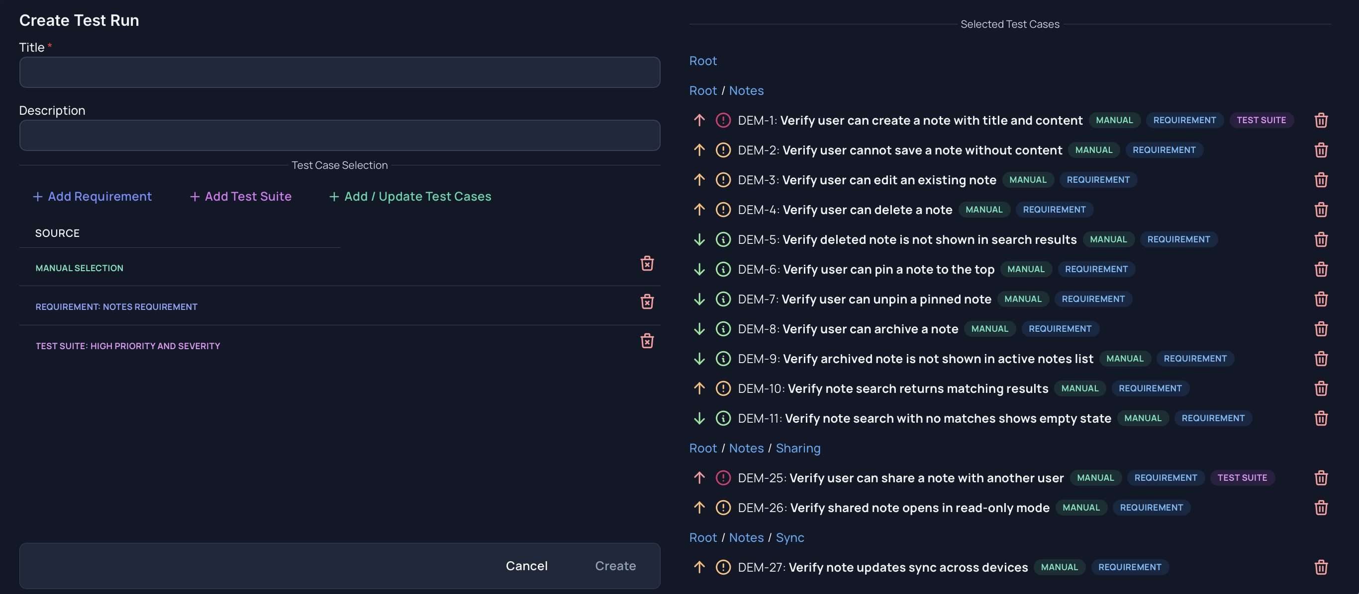 Create Test Run With Test Cases