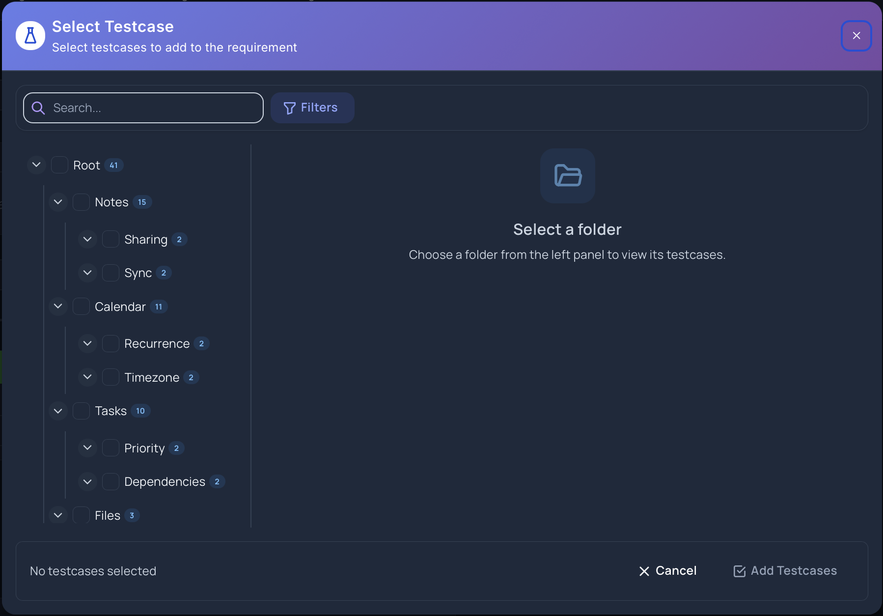 Manual Test Case Selector