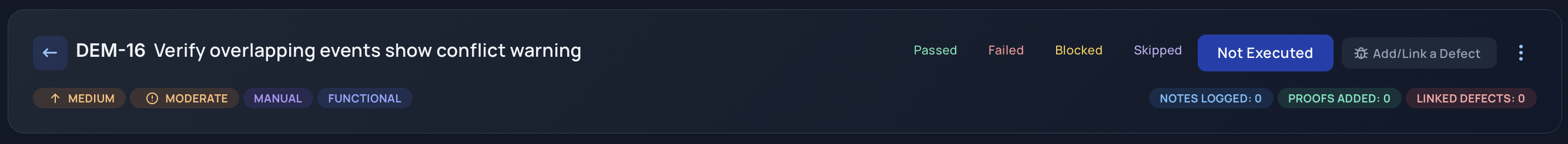 Execute Test Case Header