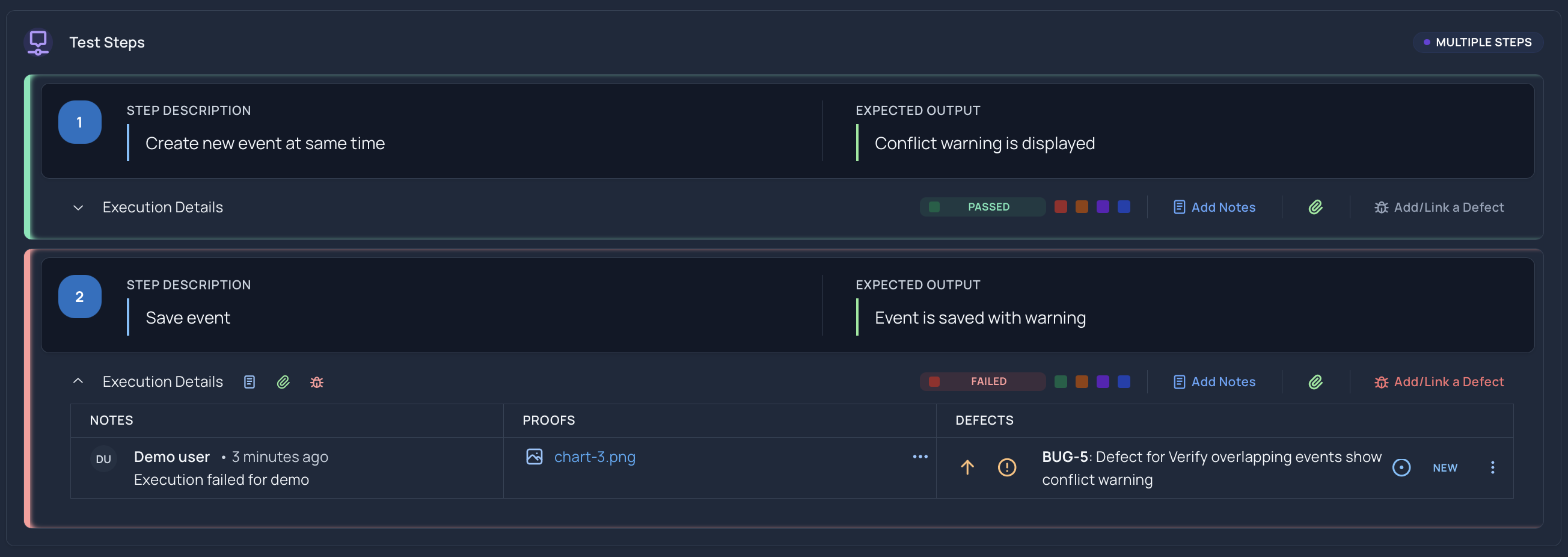 Execute Test Case Step Status