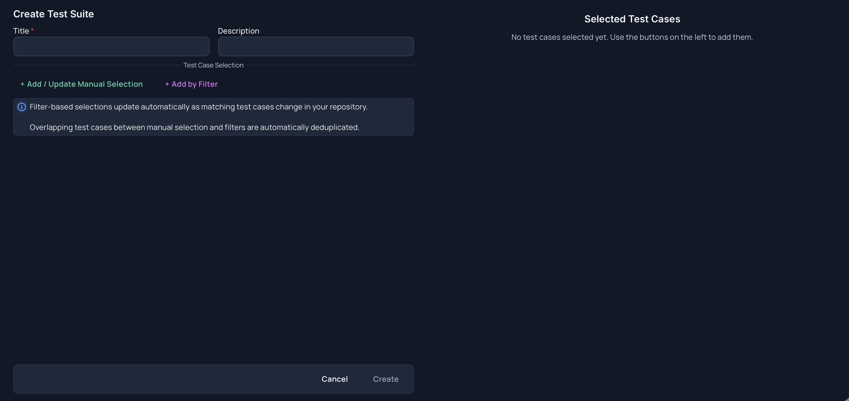 Create Test Suite Window